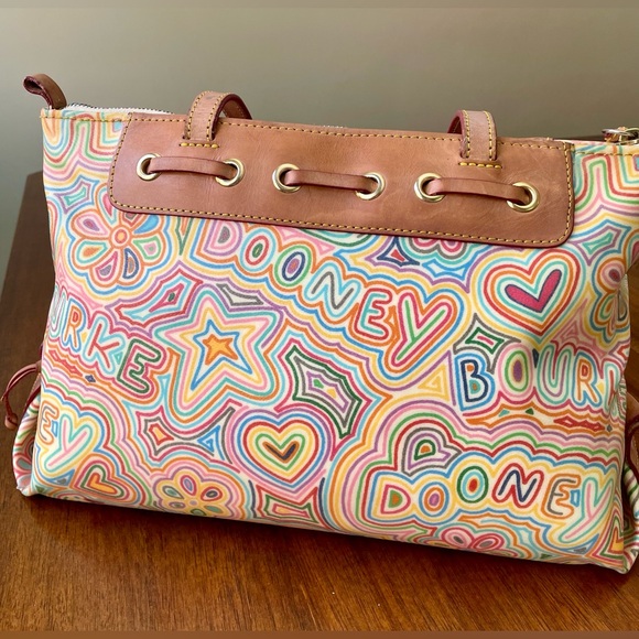 Vintage Dooney & Bourke Rainbow Zipper Scribble Shoulder Bag Wristlet Set Y2K - Picture 6 of 16